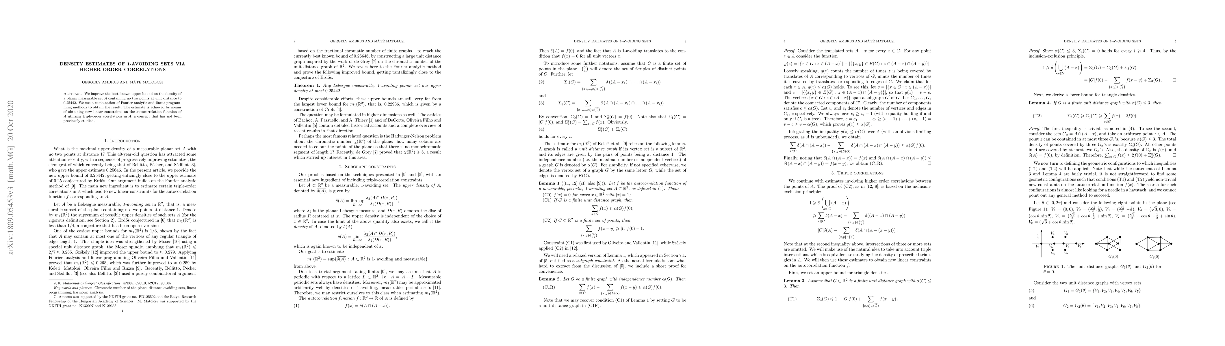 Thumbnail for Density estimates of 1-avoiding sets via higher order correlations