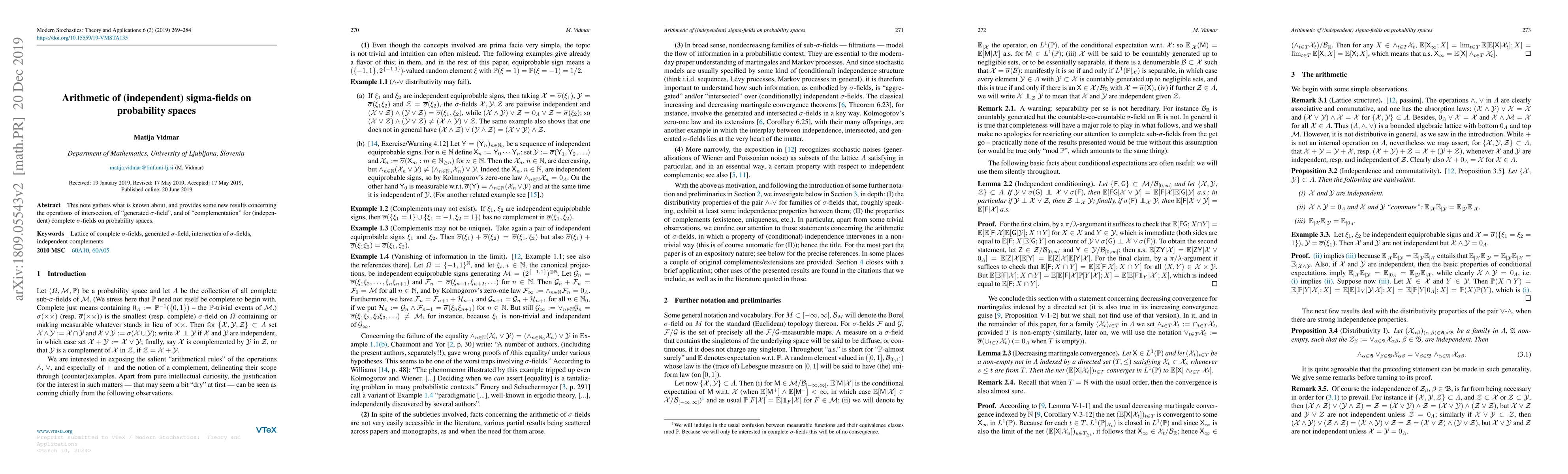 Thumbnail for Arithmetic of (independent) sigma-fields on probability spaces