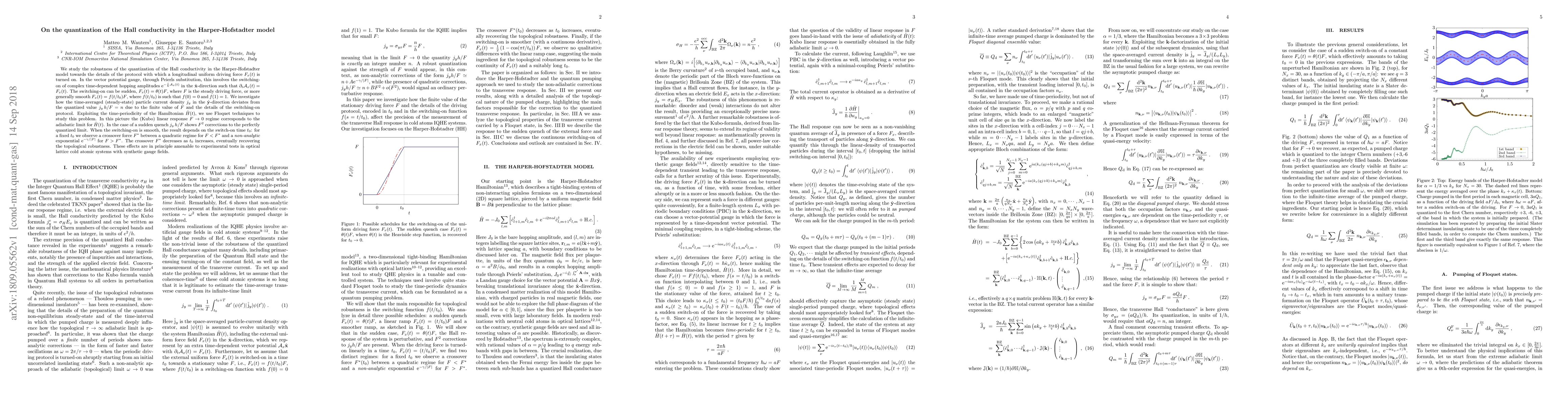 Thumbnail for On the quantization of the Hall conductivity in the Harper-Hofstadter
  model