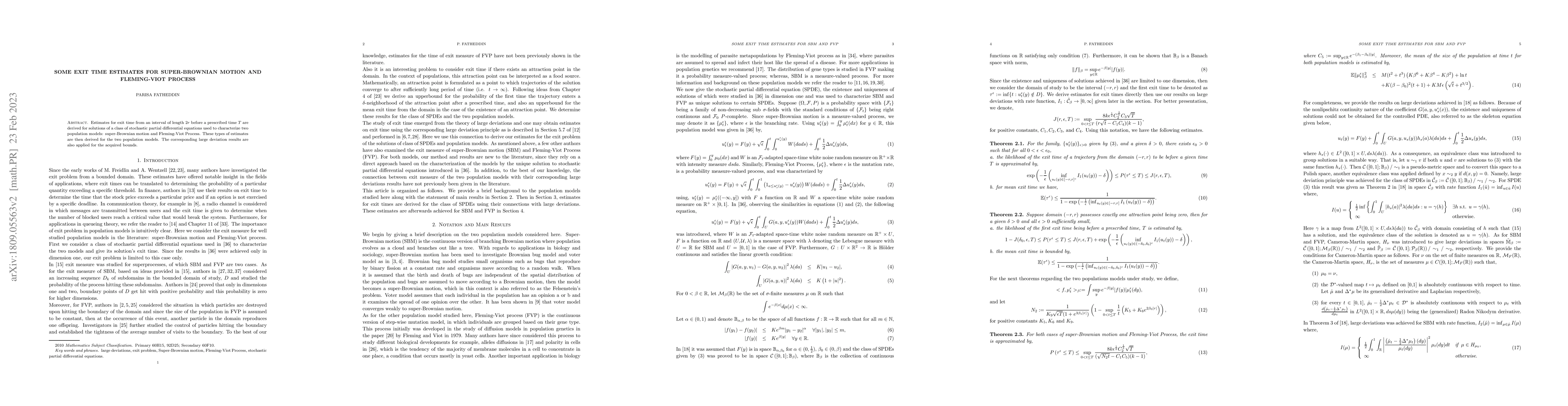 Thumbnail for Some exit times estimates for Super-Brownian motion and Fleming-Viot
  Process