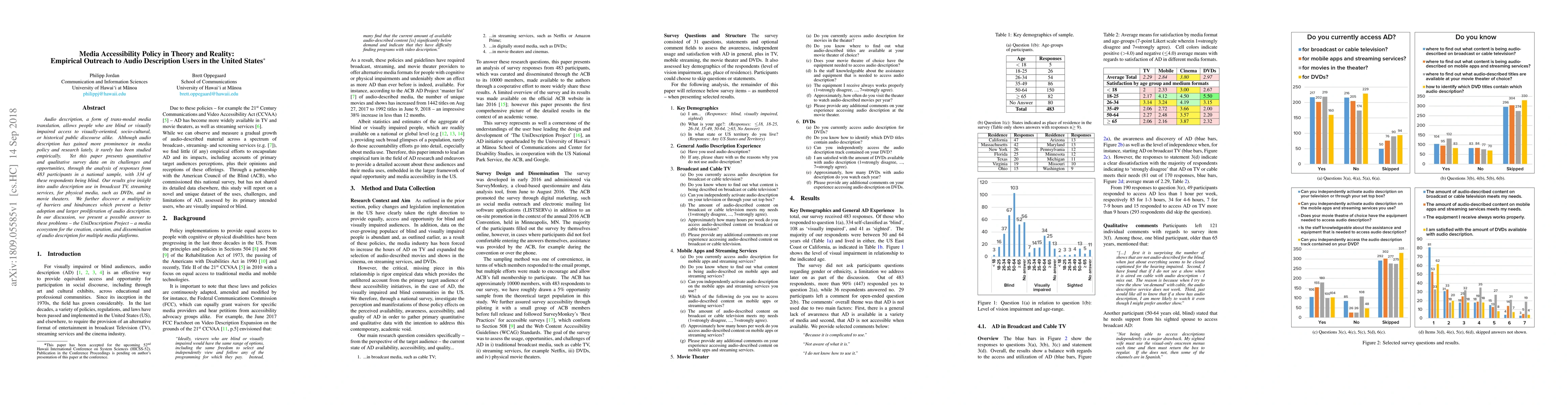 Thumbnail for Media Accessibility Policy in Theory and Reality: Empirical Outreach to
  Audio Description Users in the United States