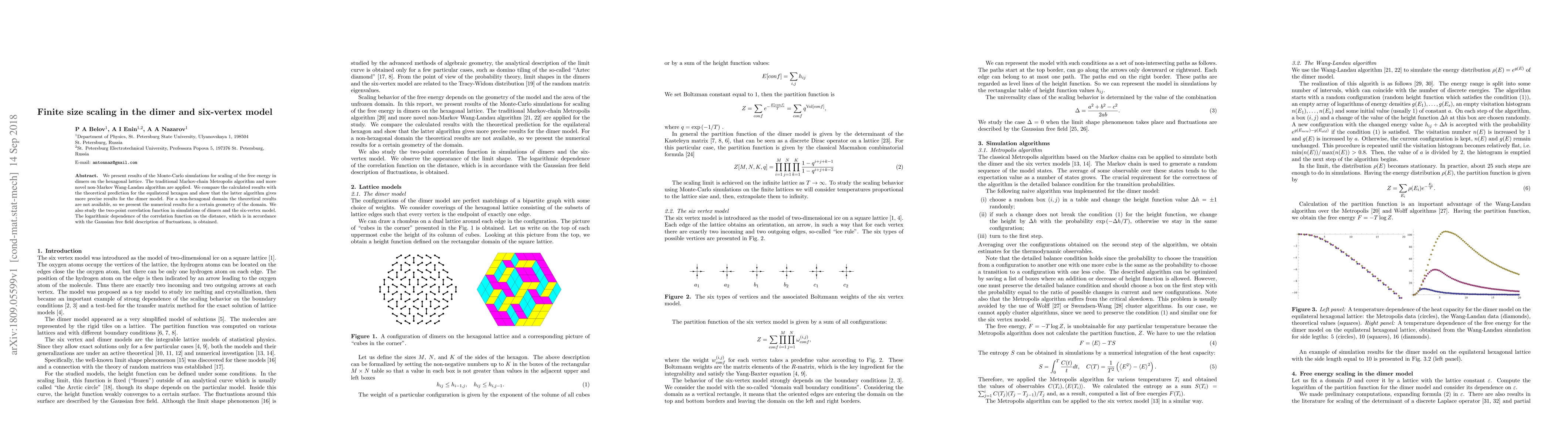 Thumbnail for Finite size scaling in the dimer and six-vertex model