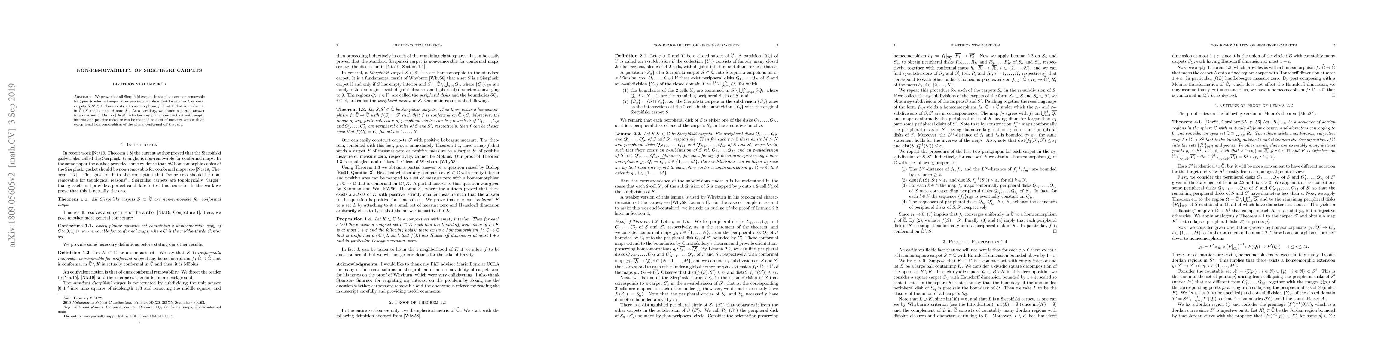 Thumbnail for Non-removability of Sierpinski carpets