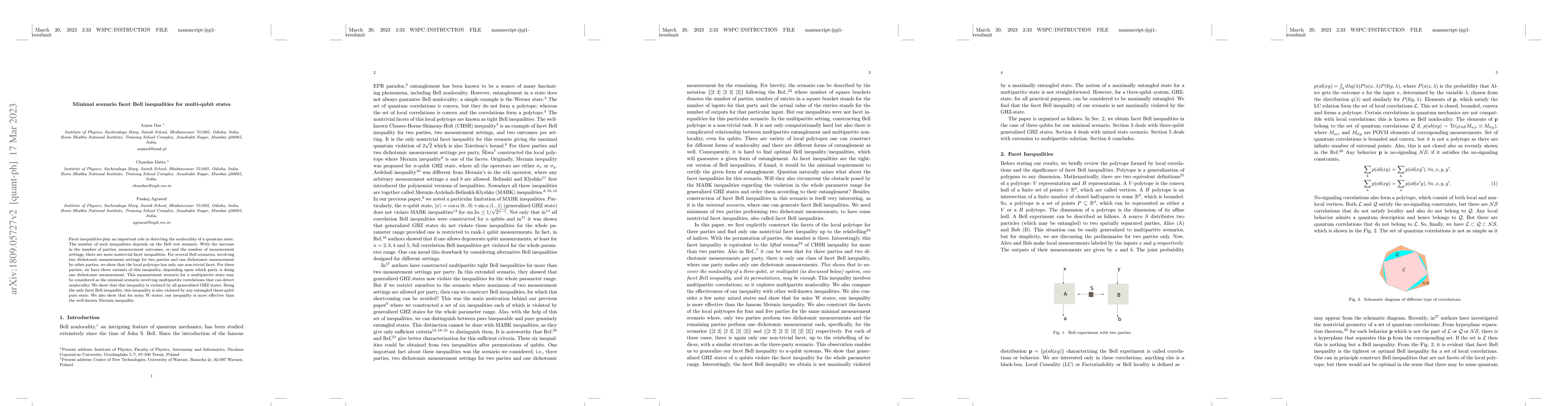 Thumbnail for Minimal scenario facet Bell inequalities for multi-qubit states