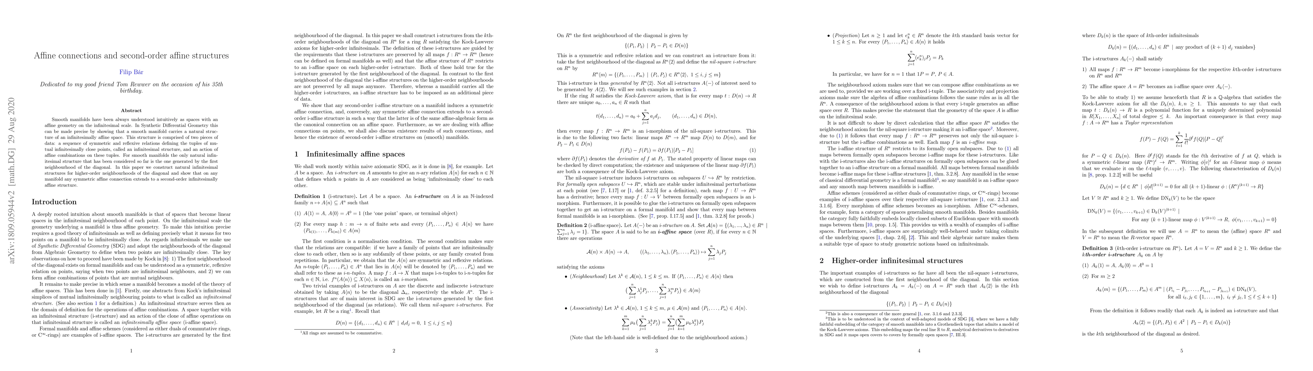 Thumbnail for Affine connections and second-order affine structures