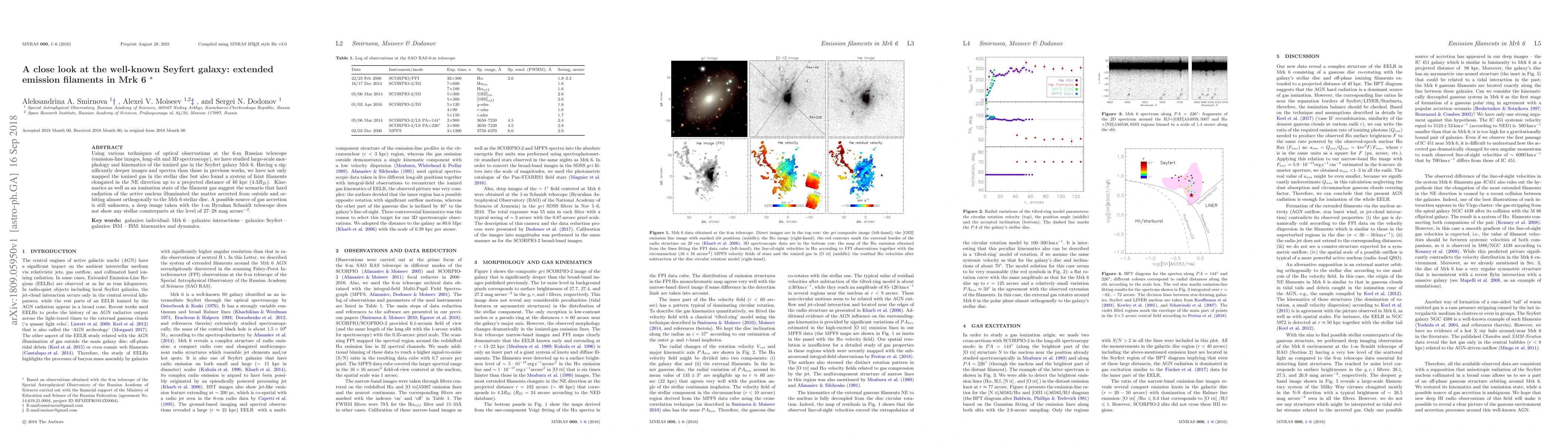 Thumbnail for A close look at the well-known Seyfert galaxy: extended emission
  filaments in Mrk6