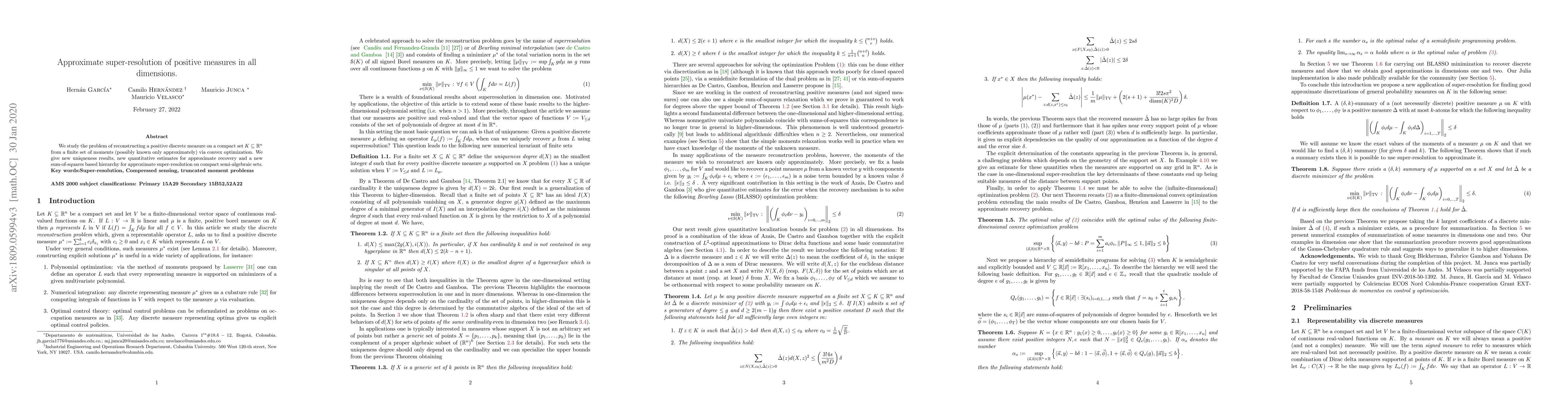 Thumbnail for Approximate super-resolution of positive measures in all dimensions