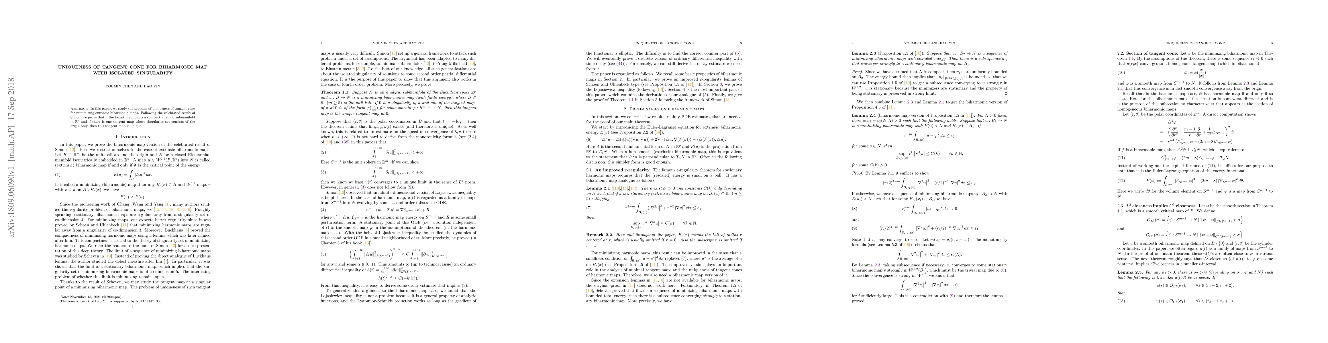 Thumbnail for Uniqueness of tangent cone for biharmonic map with isolated singularity