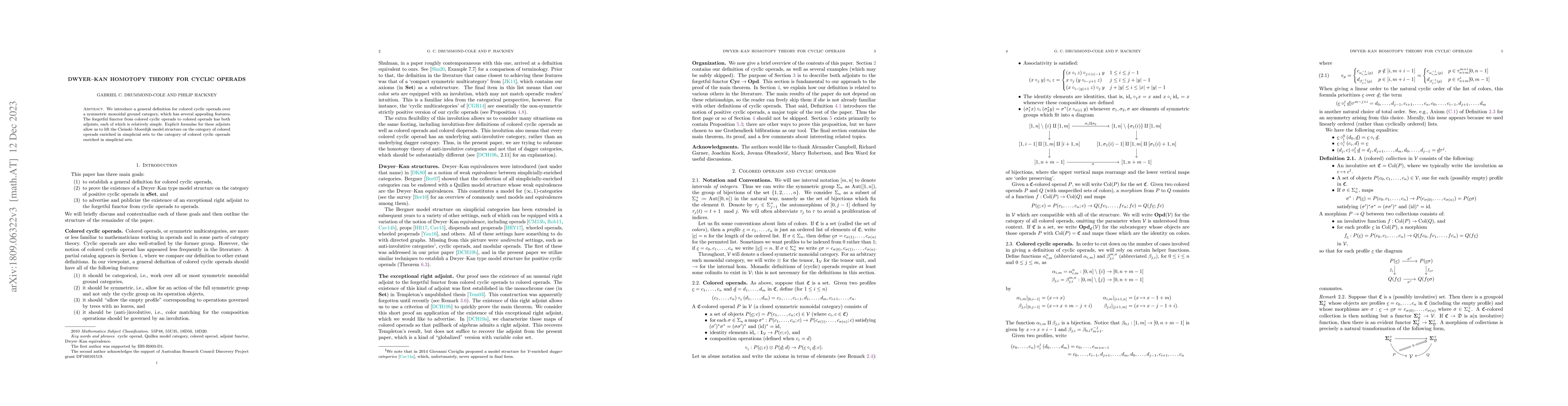 Thumbnail for Dwyer--Kan homotopy theory for cyclic operads