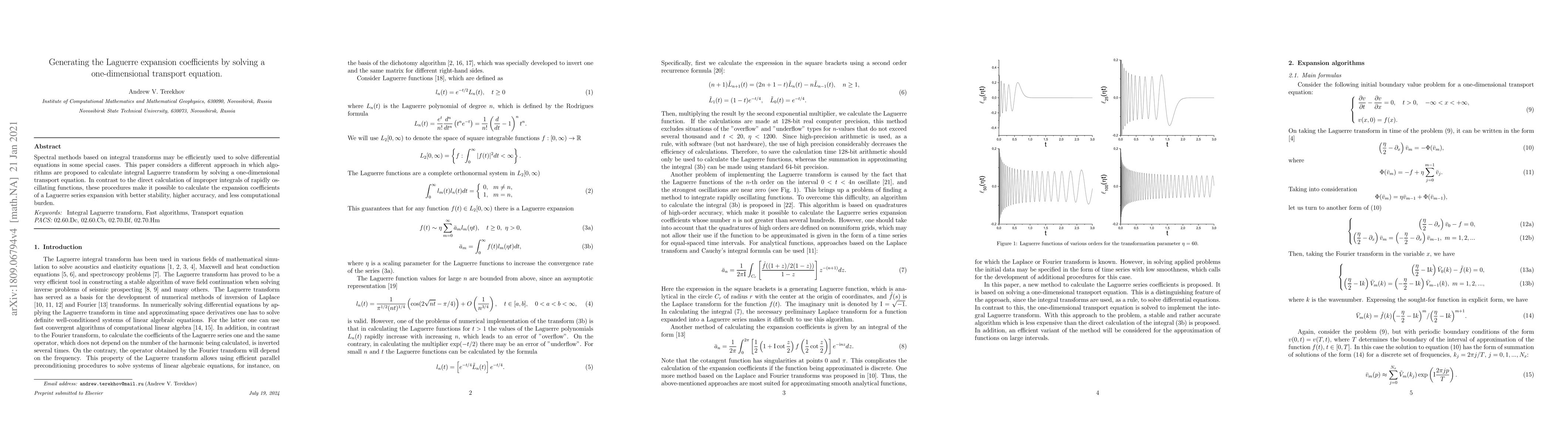 Thumbnail for Generating Laguerre expansion coefficients by solving a one-dimensional
  transport equation