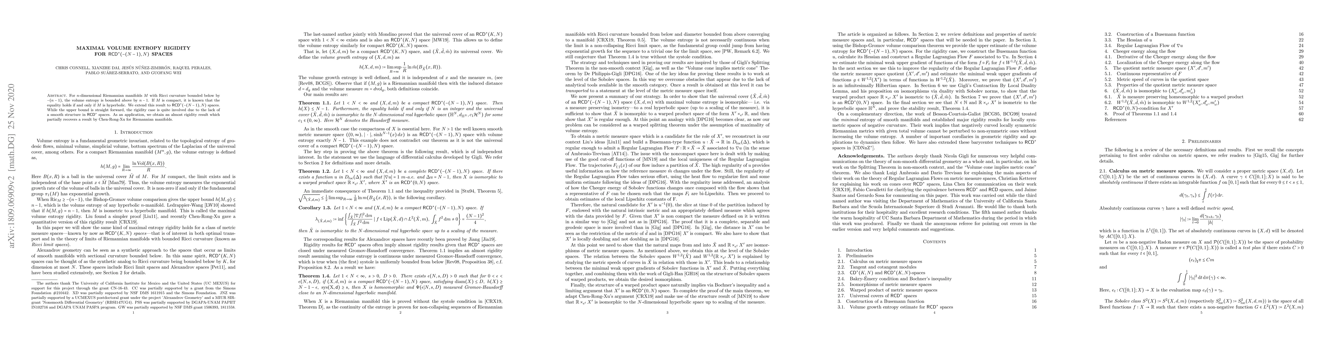 Thumbnail for Maximal volume entropy rigidity for $\mathsf{RCD}^*(-(N-1),N)$ spaces
