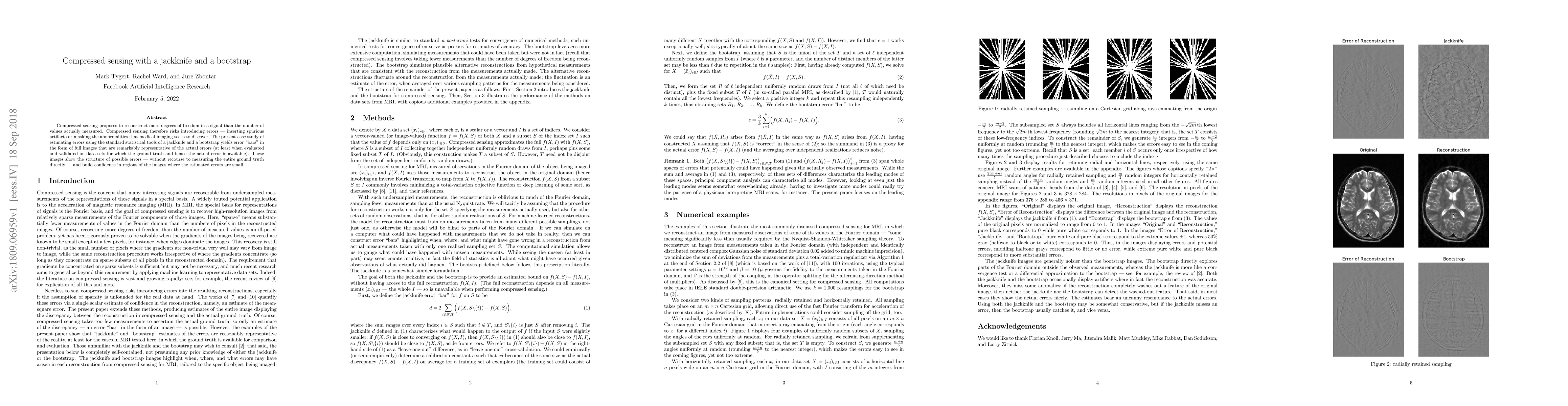 Thumbnail for Compressed sensing with a jackknife and a bootstrap