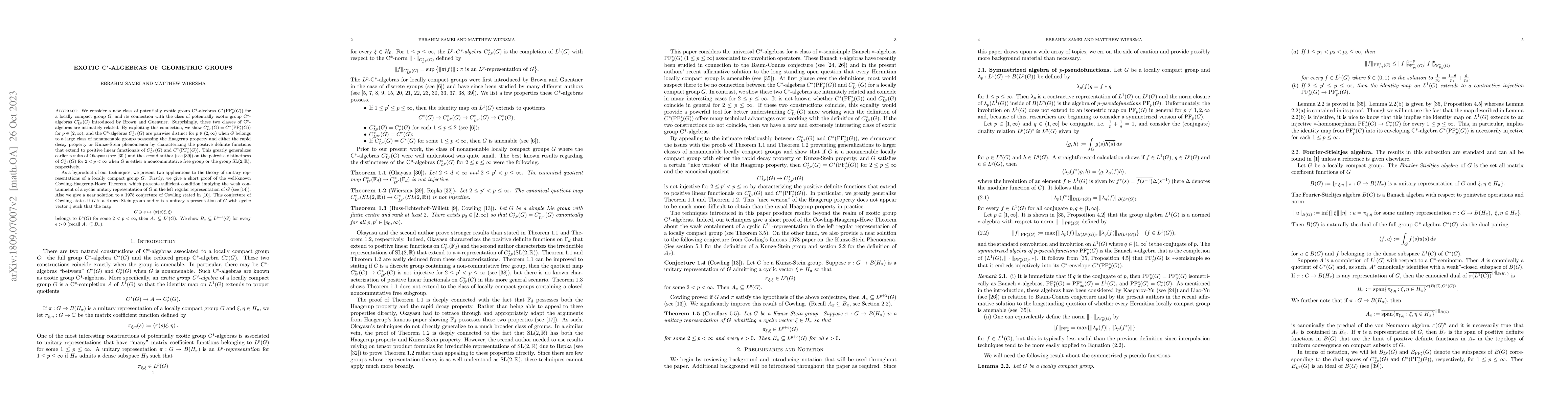 Thumbnail for Exotic C*-algebras of geometric groups