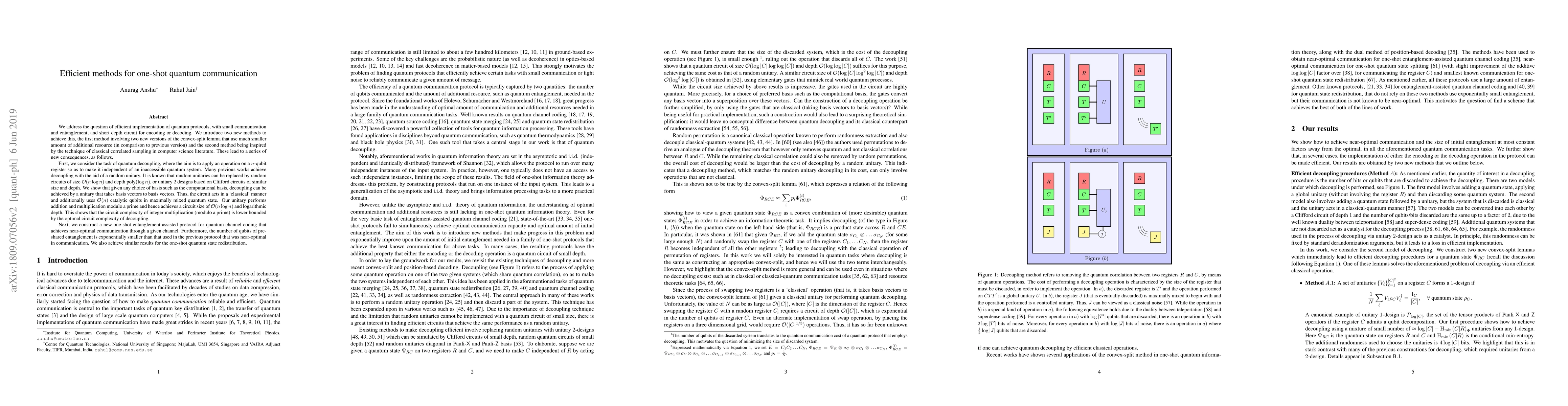 Thumbnail for Efficient methods for one-shot quantum communication