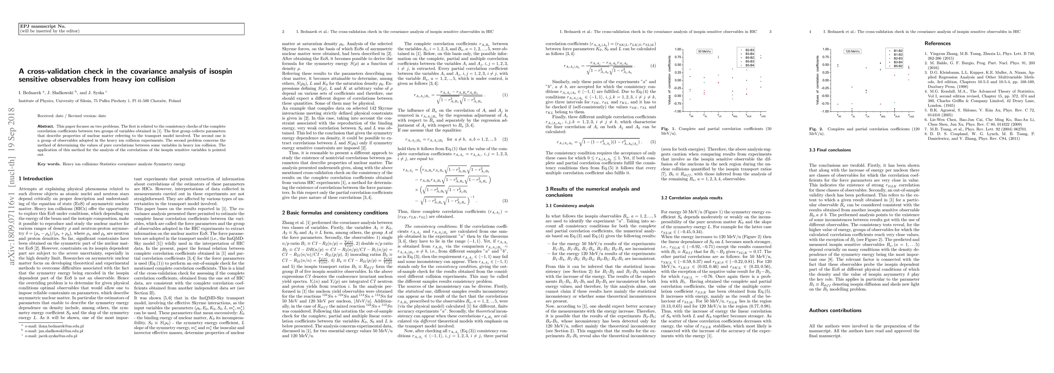 Thumbnail for A cross-validation check in the covariance analysis of isospin sensitive
  observables from heavy ion collision
