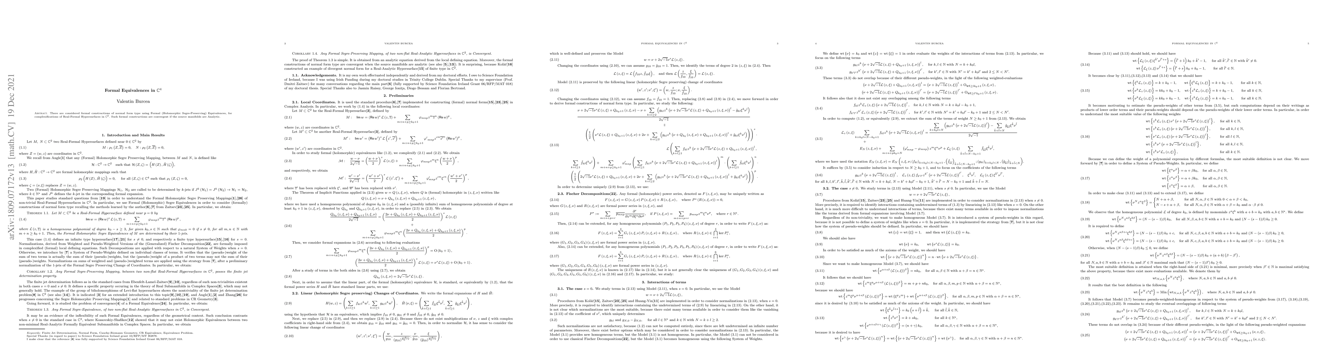 Thumbnail for Formal Equivalences in $\mathbb{C}^{4}$
