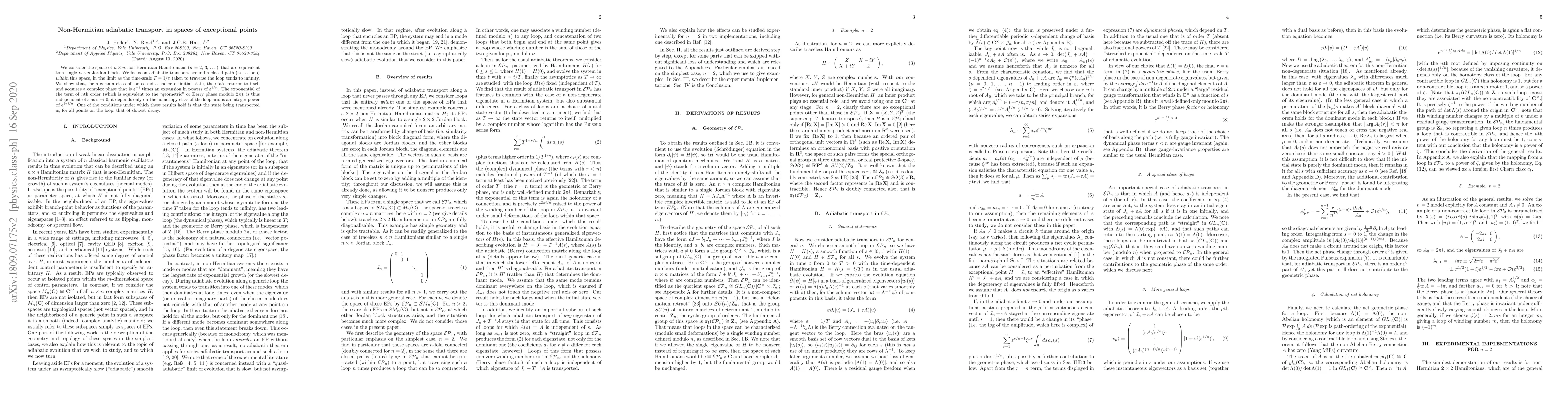 Thumbnail for Non-Hermitian adiabatic transport in spaces of exceptional points