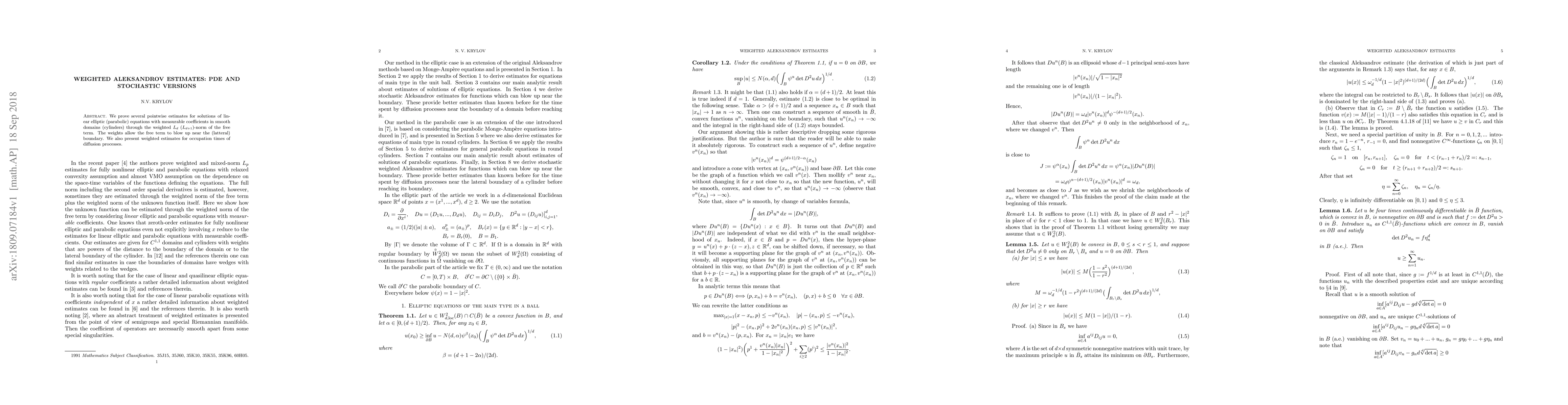Thumbnail for Weighted Aleksandrov estimates: PDE and stochastic versions