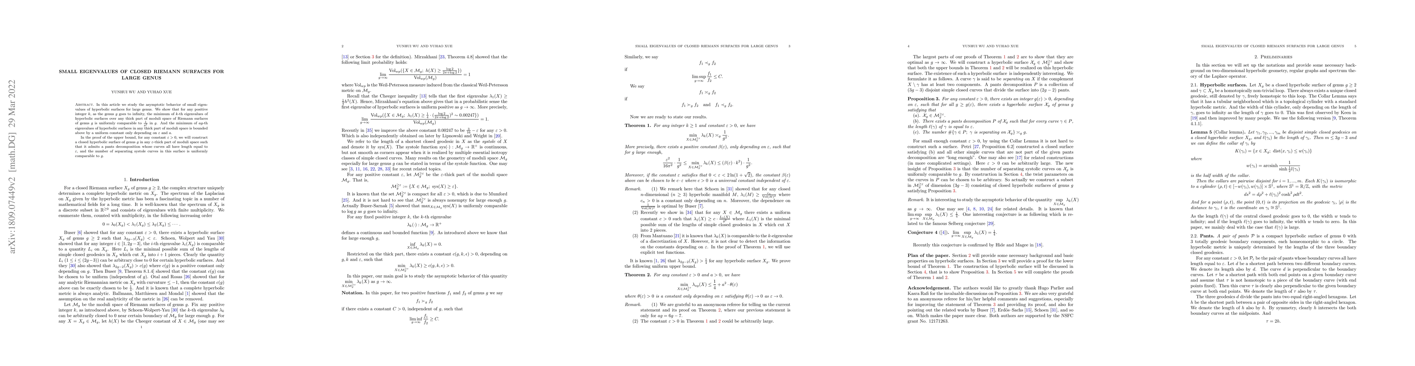 Thumbnail for Small eigenvalues of closed Riemann surfaces for large genus