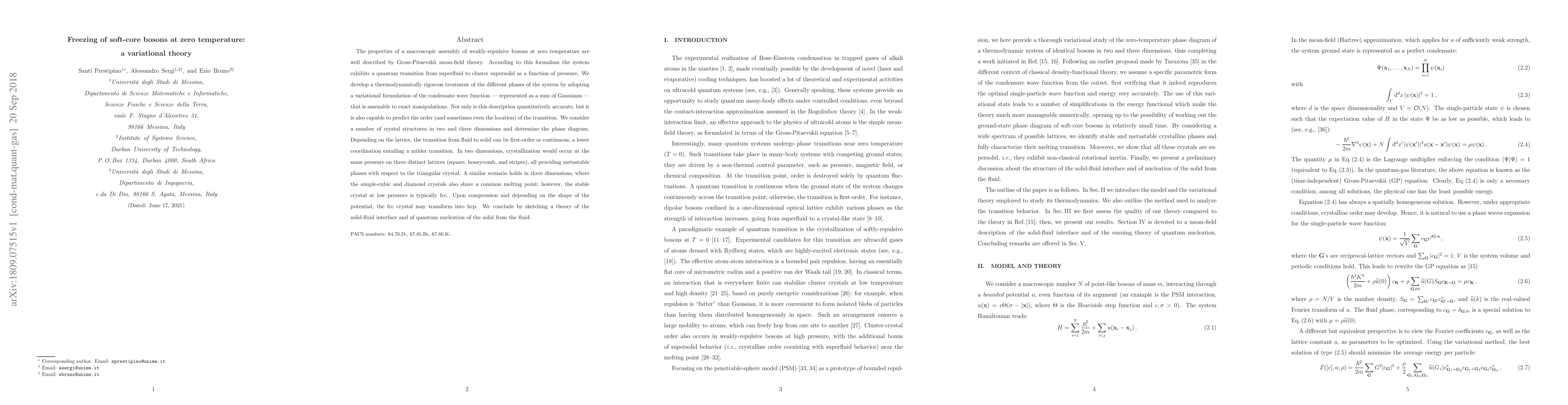 Thumbnail for Freezing of soft-core bosons at zero temperature: A variational theory