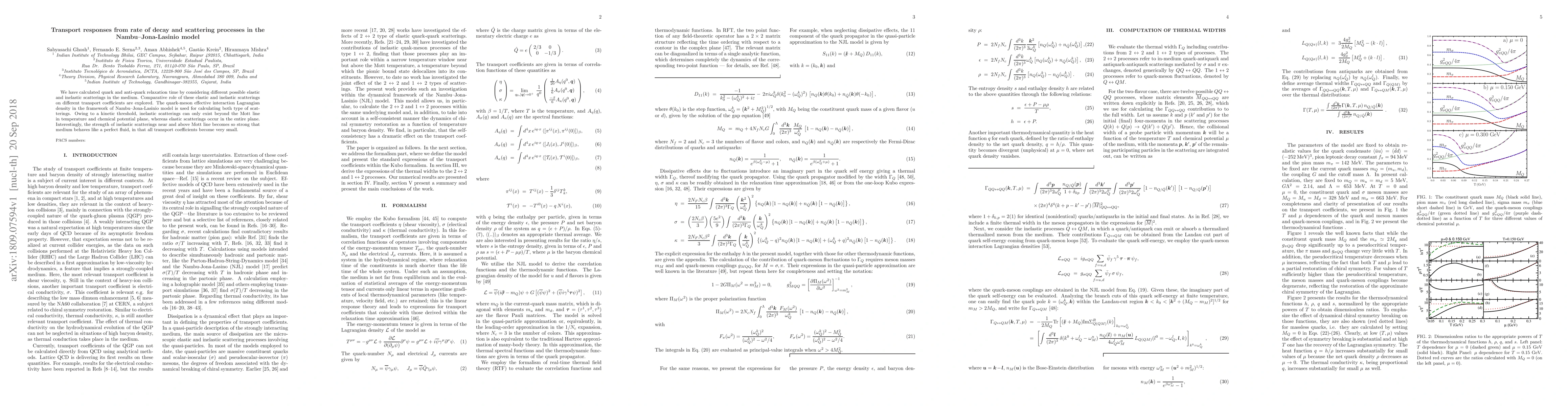 Thumbnail for Transport responses from rate of decay and scattering processes in the
  Nambu--Jona-Lasinio model