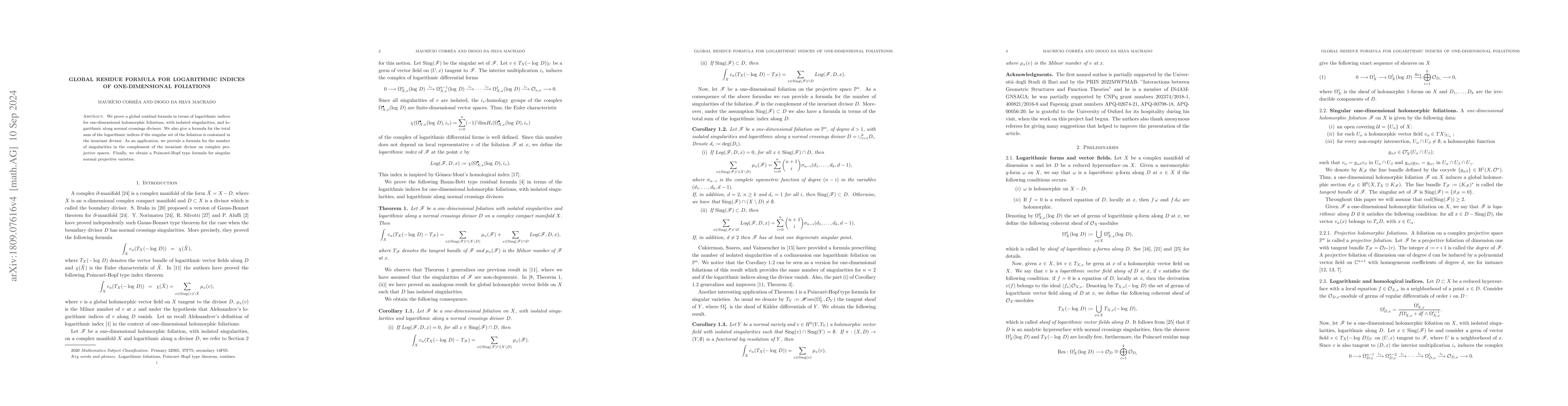 Thumbnail for Global residue formula for logarithmic indices of foliations