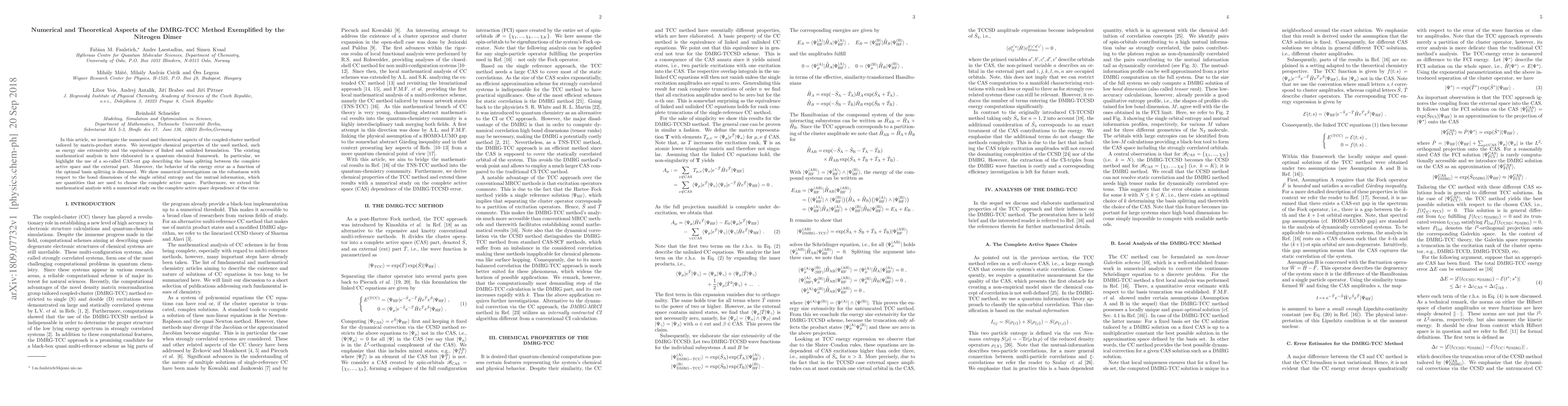 Thumbnail for Numerical and Theoretical Aspects of the DMRG-TCC Method Exemplified by
  the Nitrogen Dimer