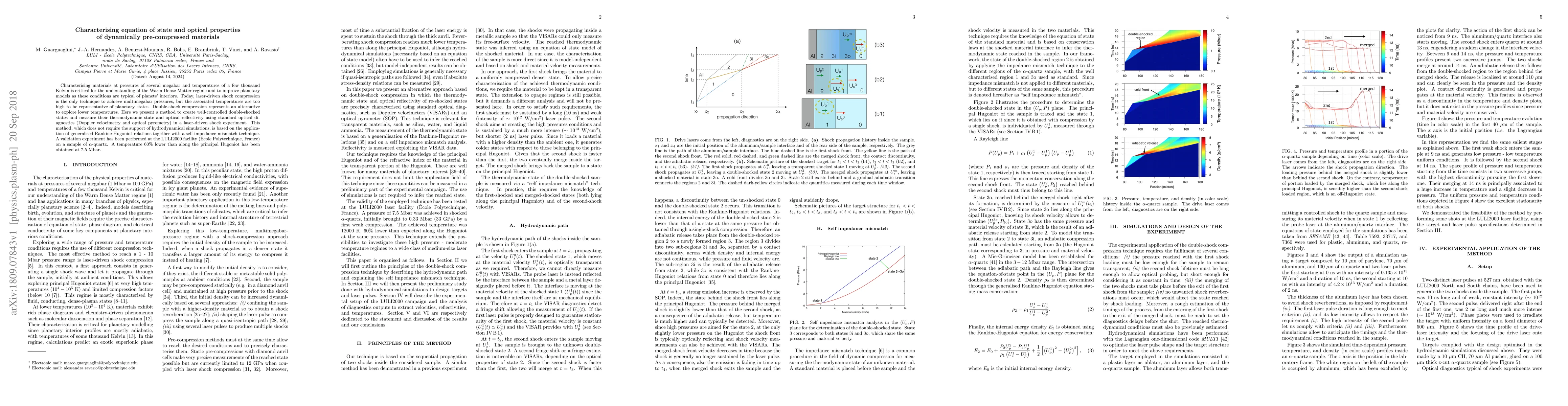 Thumbnail for Characterising equation of state and optical properties of dynamically
  pre-compressed materials