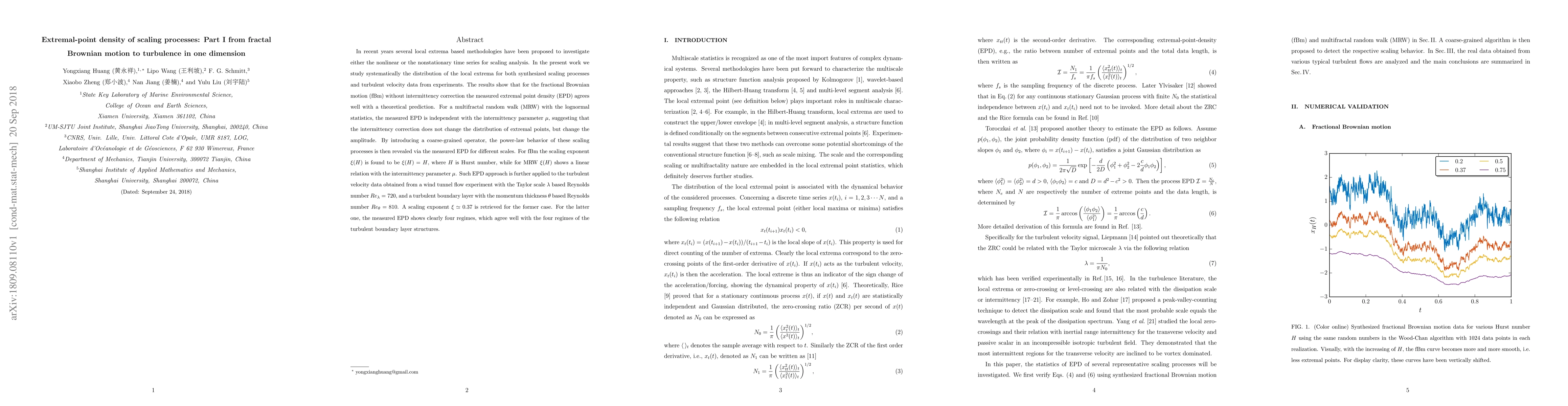 Thumbnail for Extremal-point density of scaling processes from fractal Brownian motion
  to turbulence in one dimension