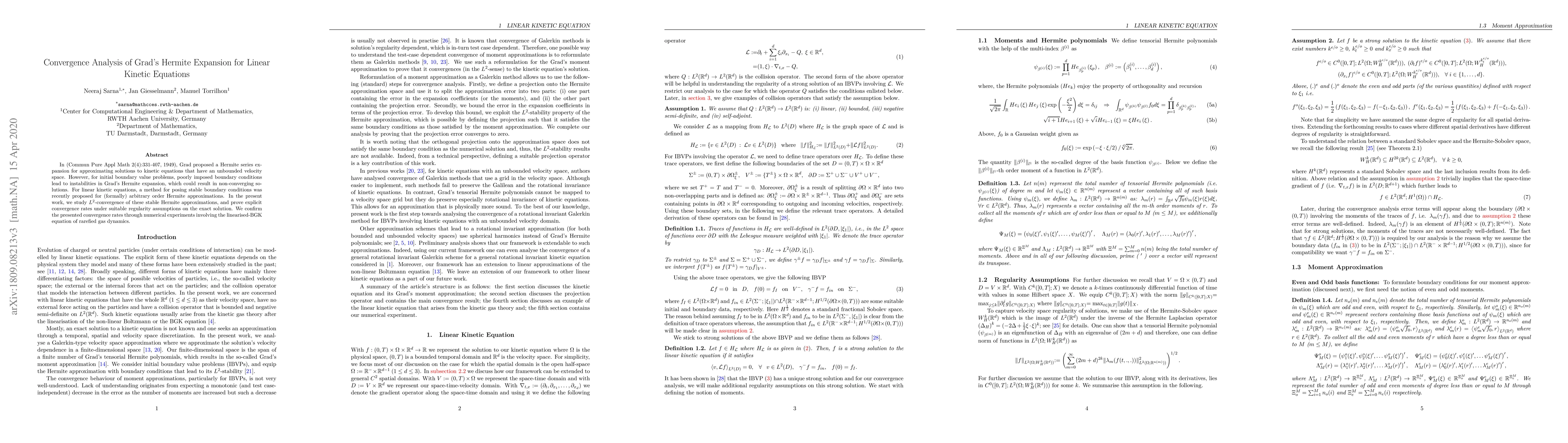 Thumbnail for Convergence Analysis of the Grad's Hermite Approximation to the
  Boltzmann Equation