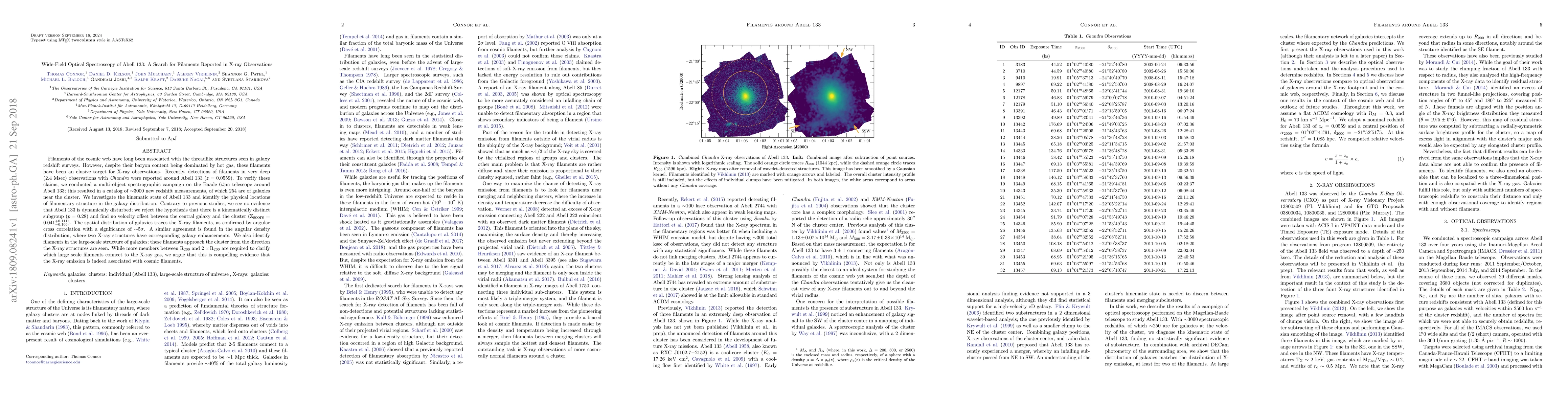 Thumbnail for Wide-Field Optical Spectroscopy of Abell 133: A Search for Filaments
  Reported in X-ray Observations