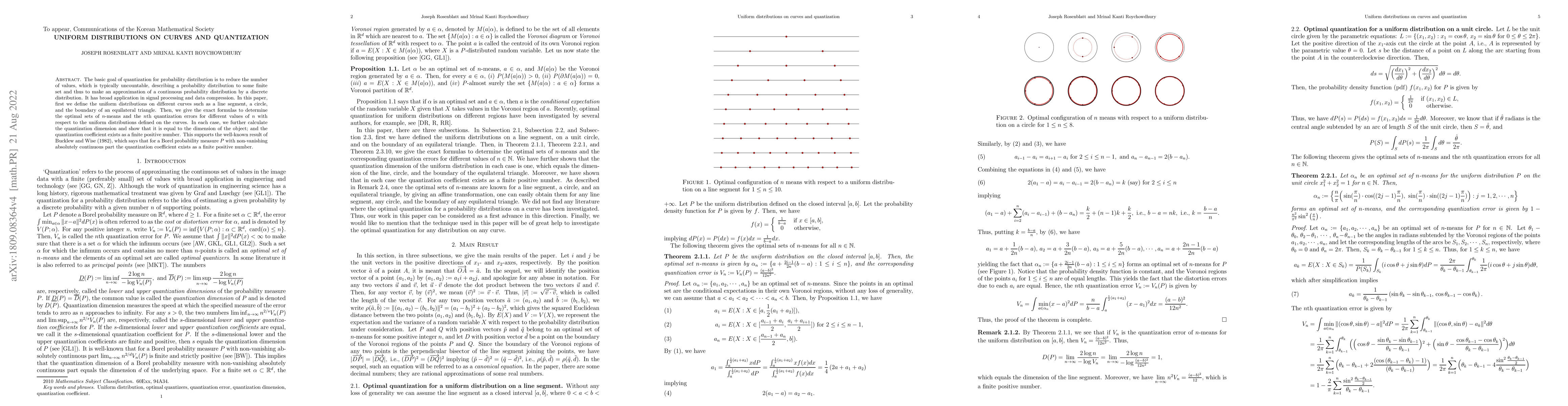 Thumbnail for Uniform distributions on curves and quantization
