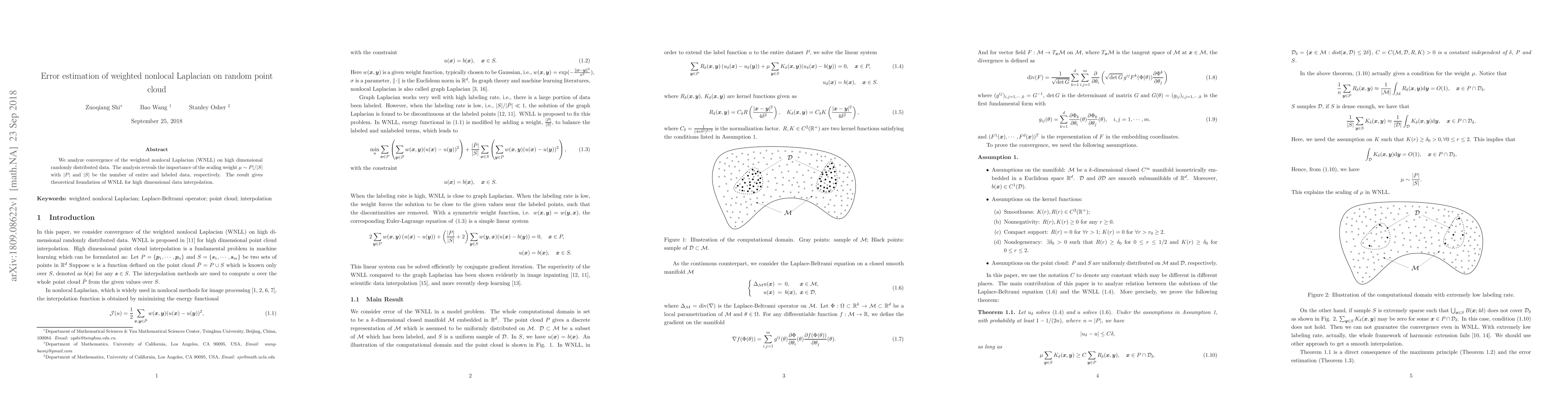 Thumbnail for Error estimation of weighted nonlocal Laplacian on random point cloud