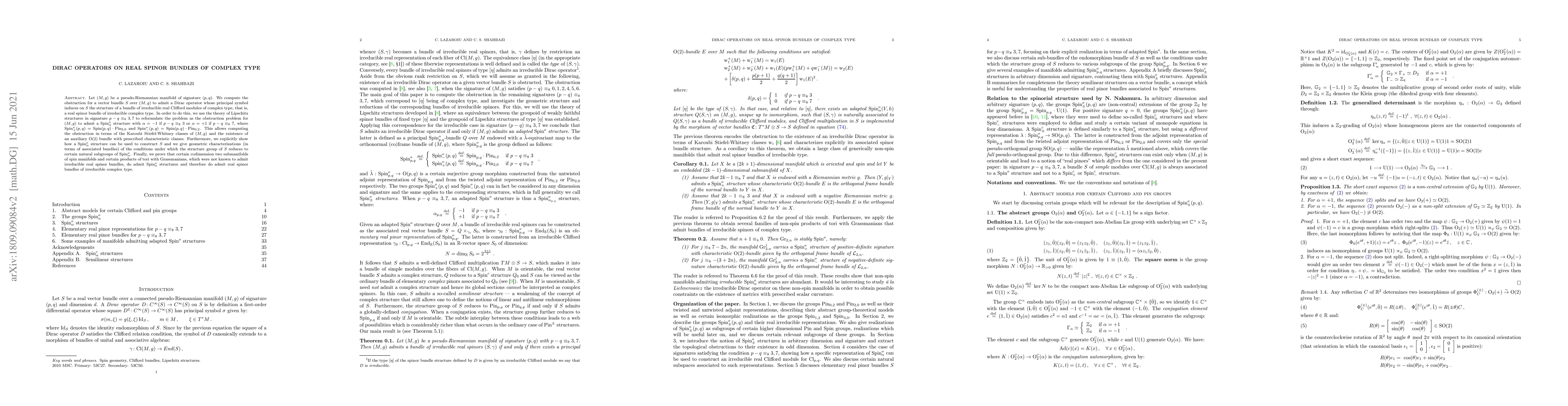Thumbnail for Dirac operators on real spinor bundles of complex type