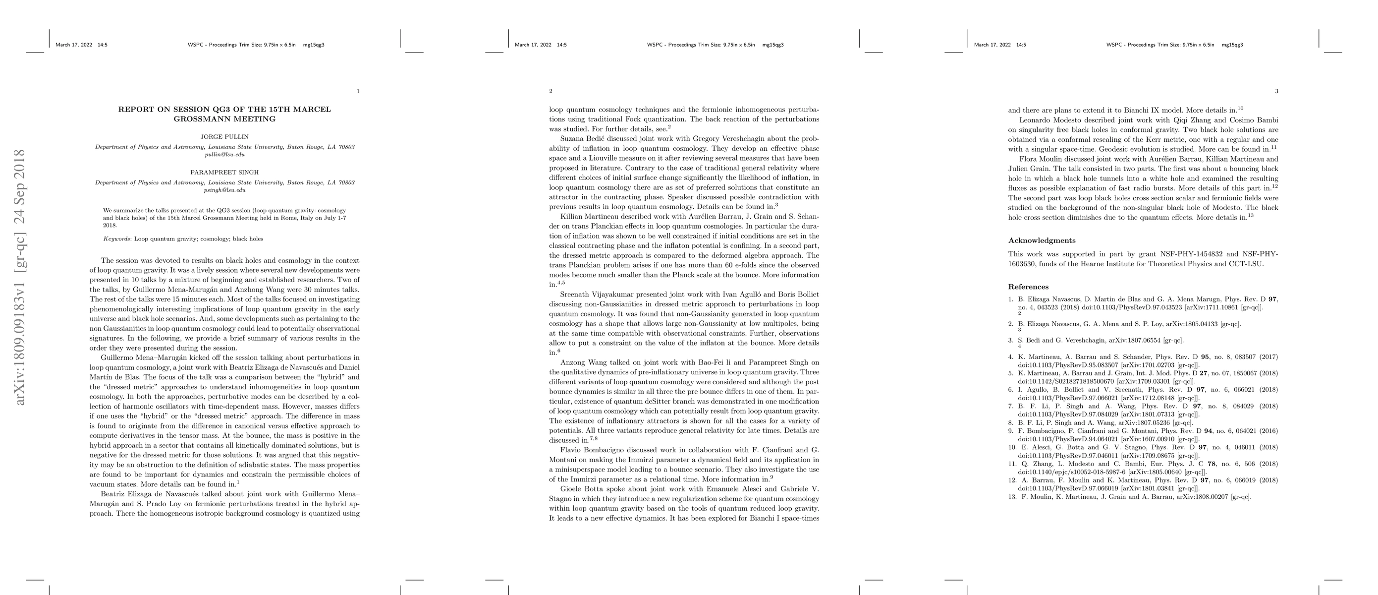 Thumbnail for Report on session QG3 of the 15th Marcel Grossmann Meeting
