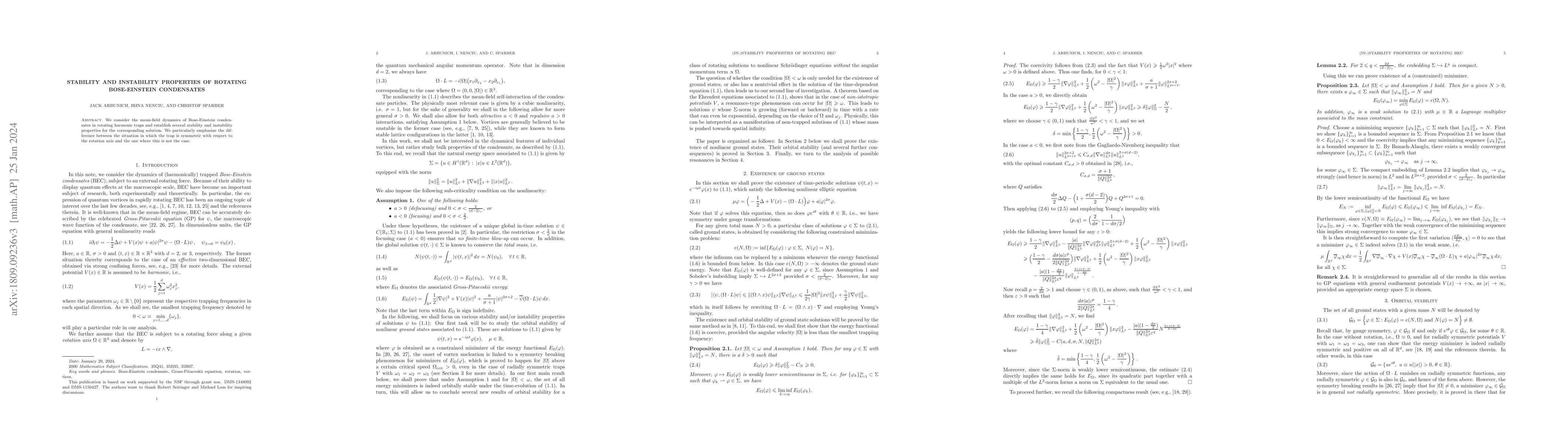 Thumbnail for Stability and instability properties of rotating Bose-Einstein
  condensates