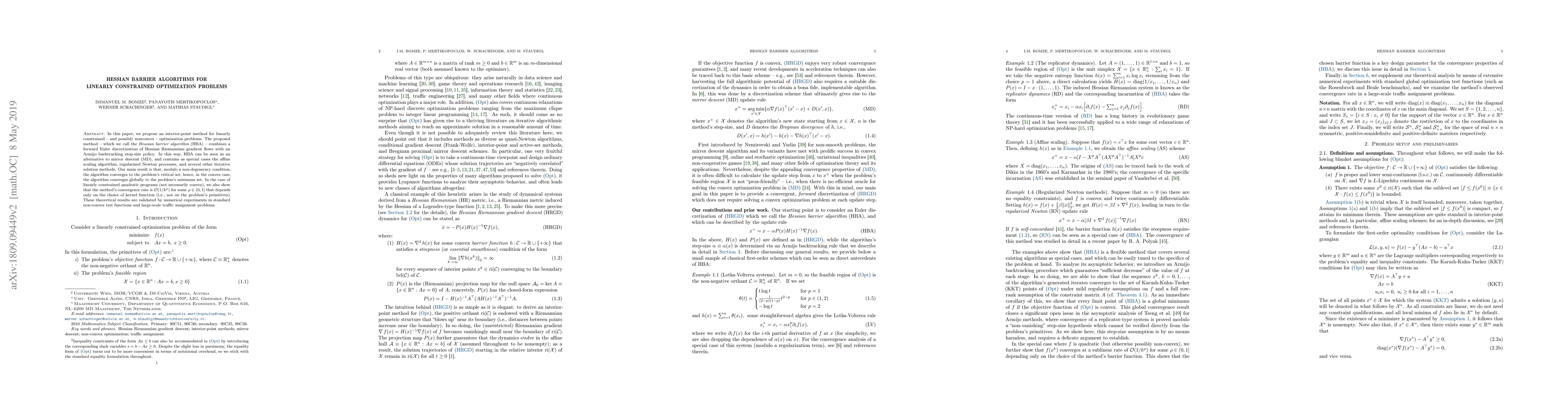 Thumbnail for Hessian barrier algorithms for linearly constrained optimization
  problems