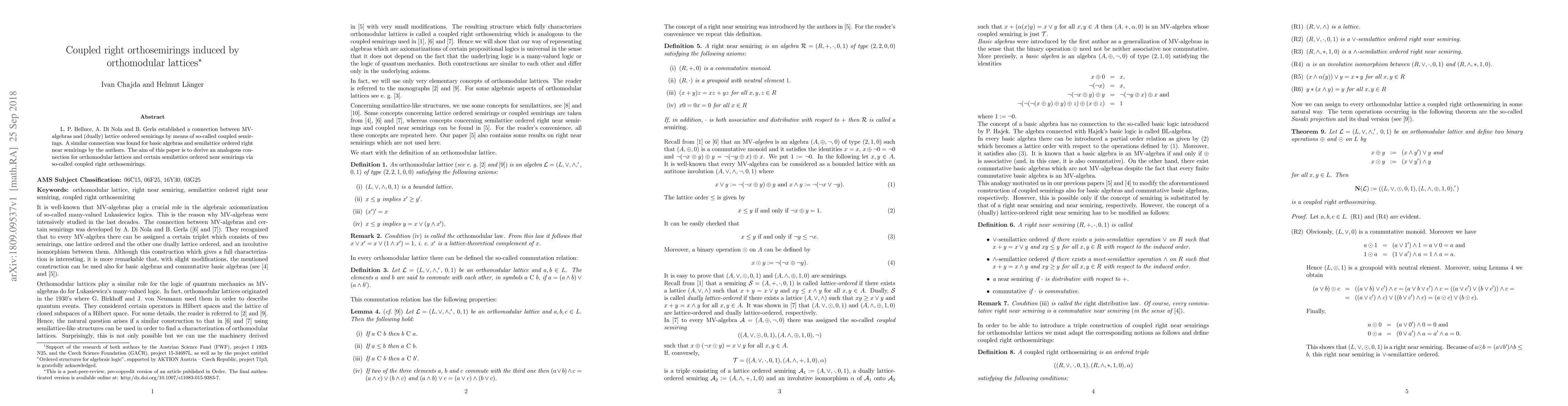 Thumbnail for Coupled right orthosemirings induced by orthomodular lattices