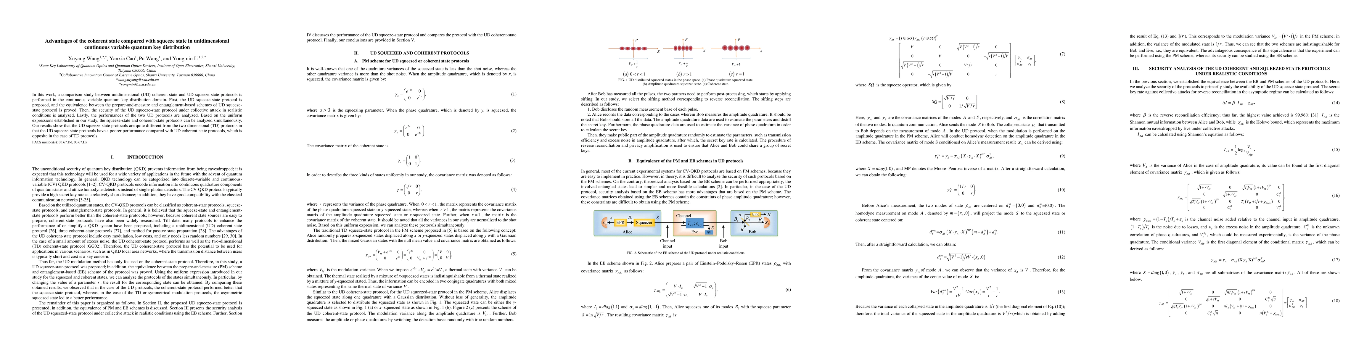 Thumbnail for Advantages of the coherent state compared with squeeze state in
  unidimensional continuous variable quantum key distribution