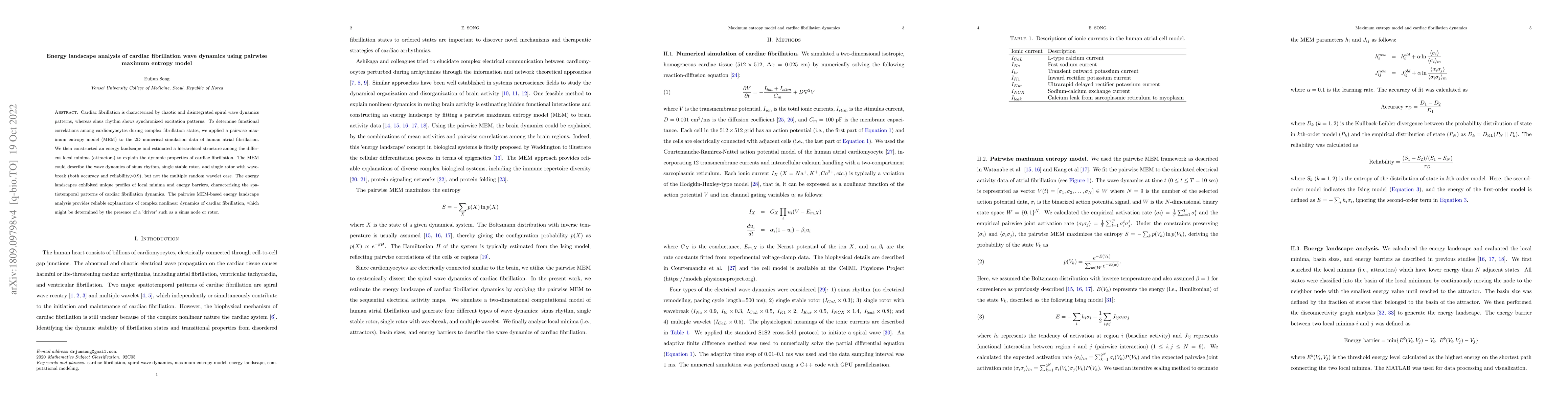 Thumbnail for Energy landscape analysis of cardiac fibrillation wave dynamics using
  pairwise maximum entropy model
