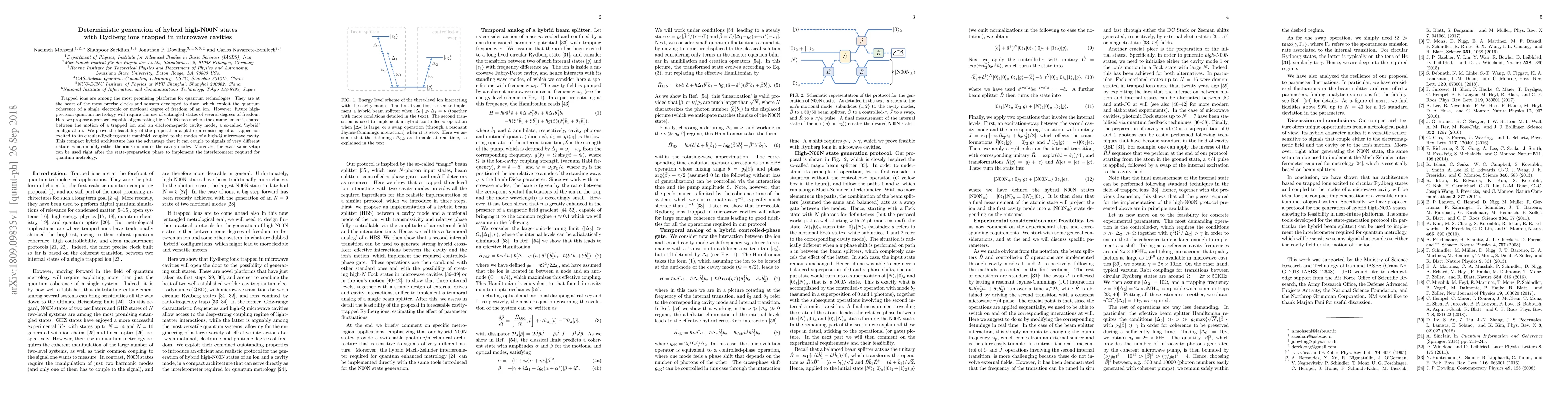 Thumbnail for Deterministic generation of hybrid high-N00N states with Rydberg ions
  trapped in microwave cavities
