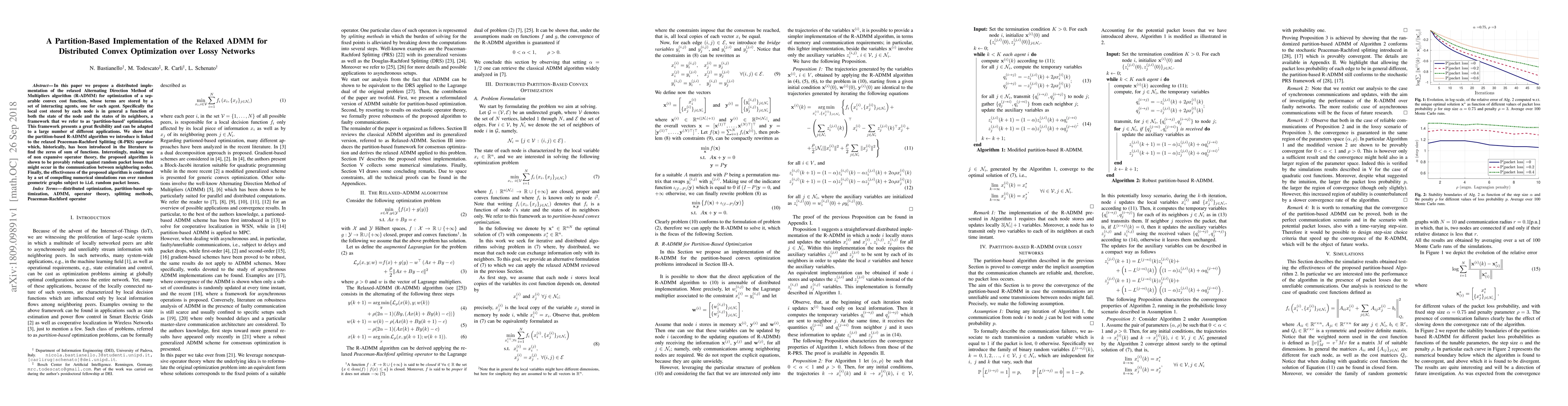 Thumbnail for A Partition-Based Implementation of the Relaxed ADMM for Distributed
  Convex Optimization over Lossy Networks