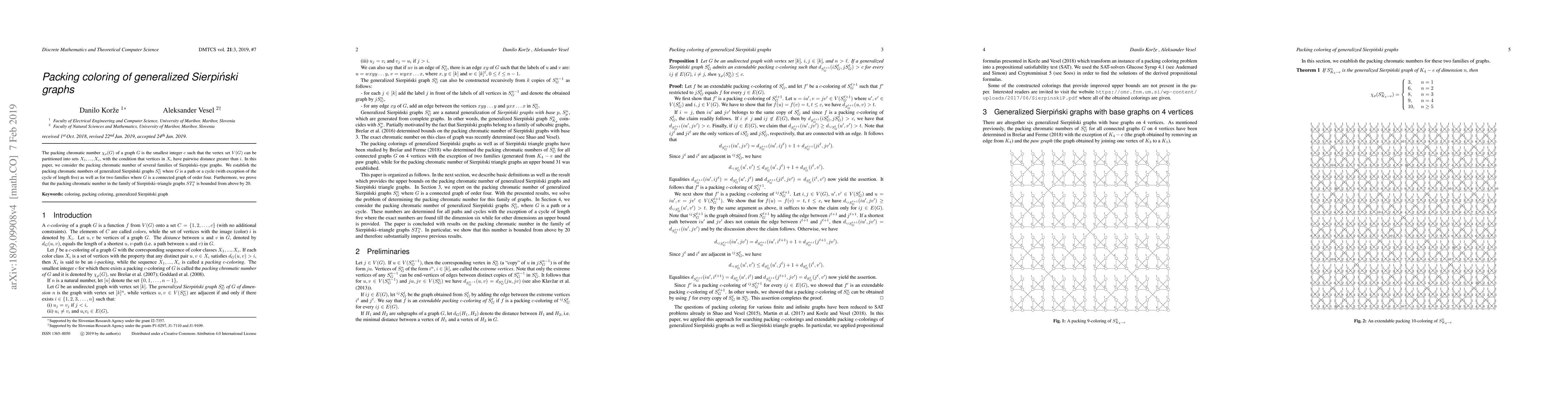 Thumbnail for Packing coloring of generalized Sierpinski graphs