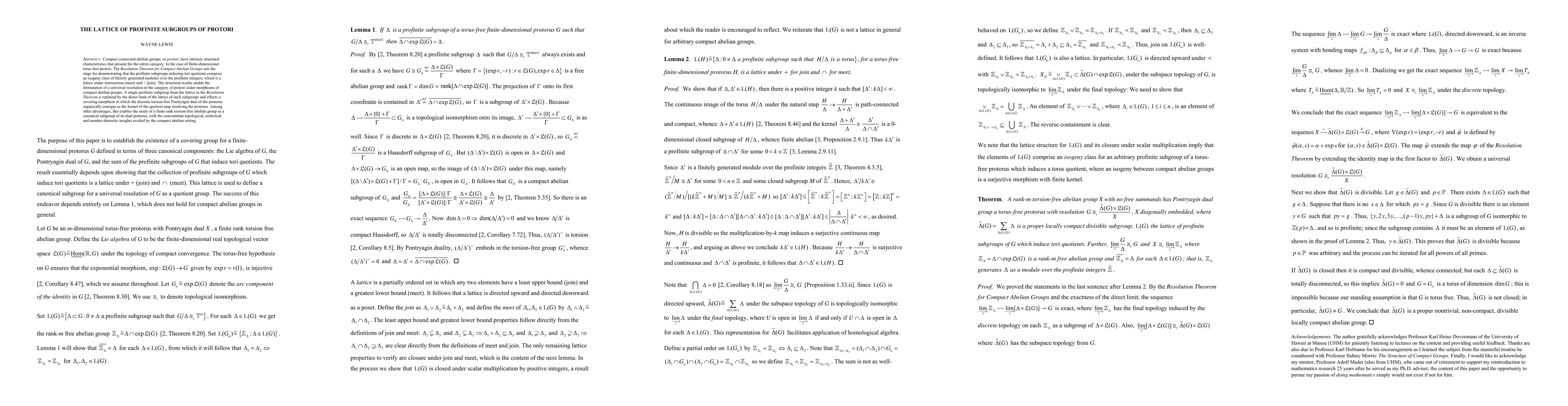 Thumbnail for The Lattice of Profinite Subgroups of Protori