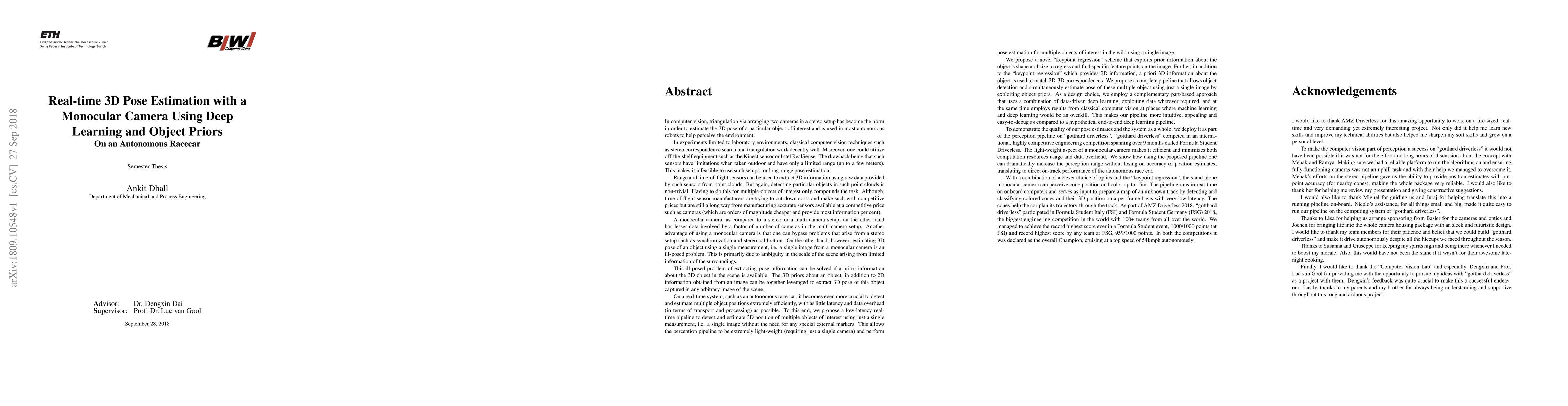 Thumbnail for Real-time 3D Pose Estimation with a Monocular Camera Using Deep Learning
  and Object Priors On an Autonomous Racecar
