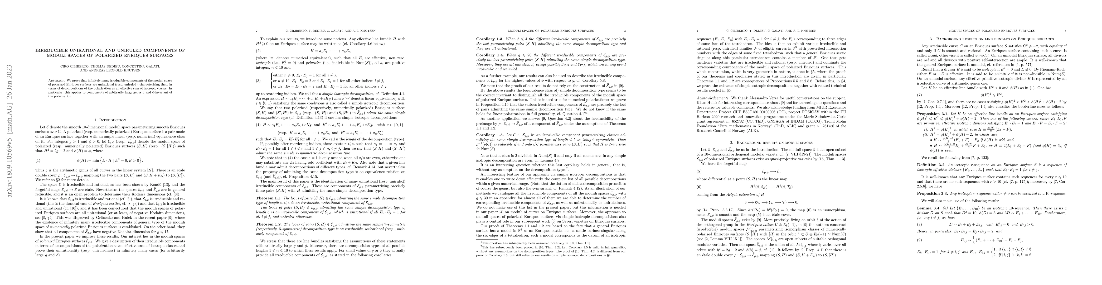 Thumbnail for Irreducible unirational and uniruled components of moduli spaces of
  polarized Enriques surfaces
