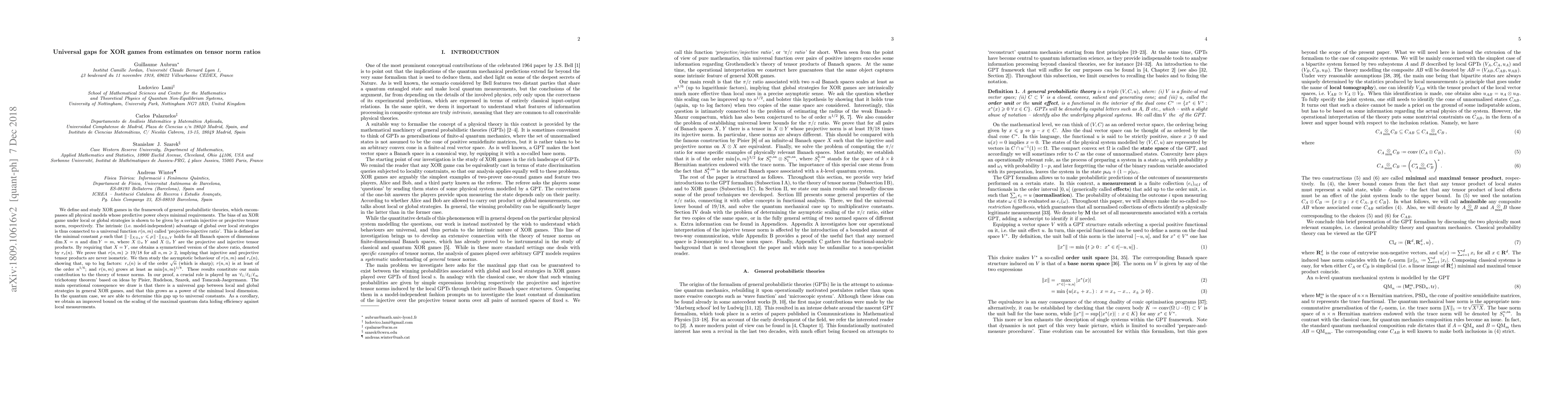 Thumbnail for Universal gaps for XOR games from estimates on tensor norm ratios