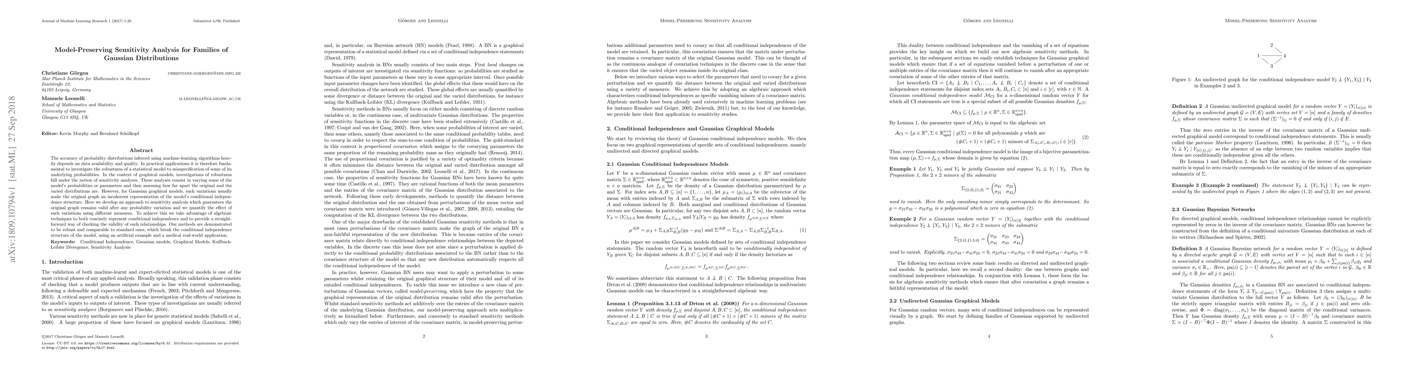 Thumbnail for Model-Preserving Sensitivity Analysis for Families of Gaussian
  Distributions