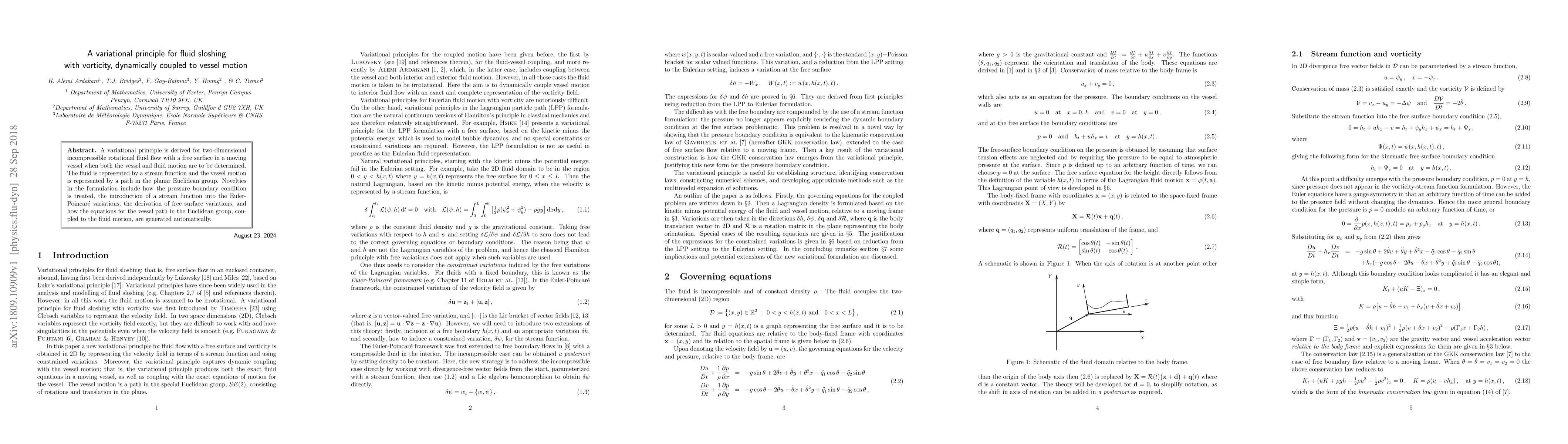 Thumbnail for A variational principle for fluid sloshing with vorticity, dynamically
  coupled to vessel motion
