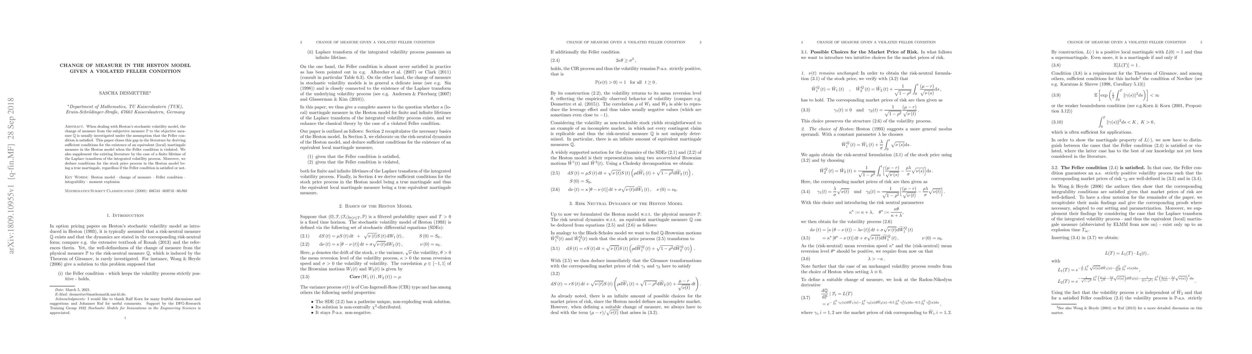 Thumbnail for Change of Measure in the Heston Model given a violated Feller Condition
